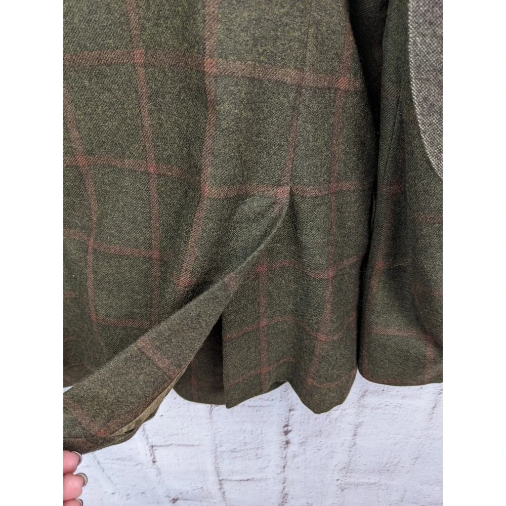 Hackett London Sport Coat Blazer 44R Wool Cashmere Silk Elbow Windowpane Patches